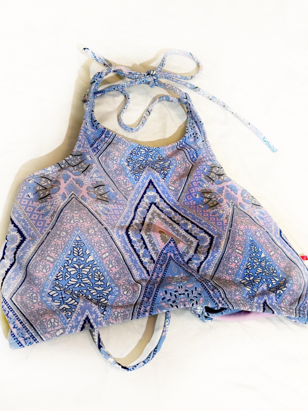 NWT Xhilaration Boho Printed High Halter Neck Padded Tie Back Bikini Top